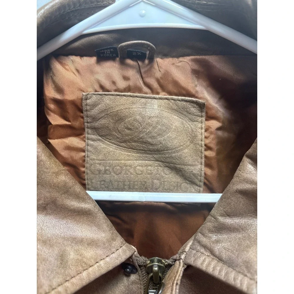 Georgetown Leather Design Bomber Jacket Mens 2X Brown Excellent Vintage Aviator